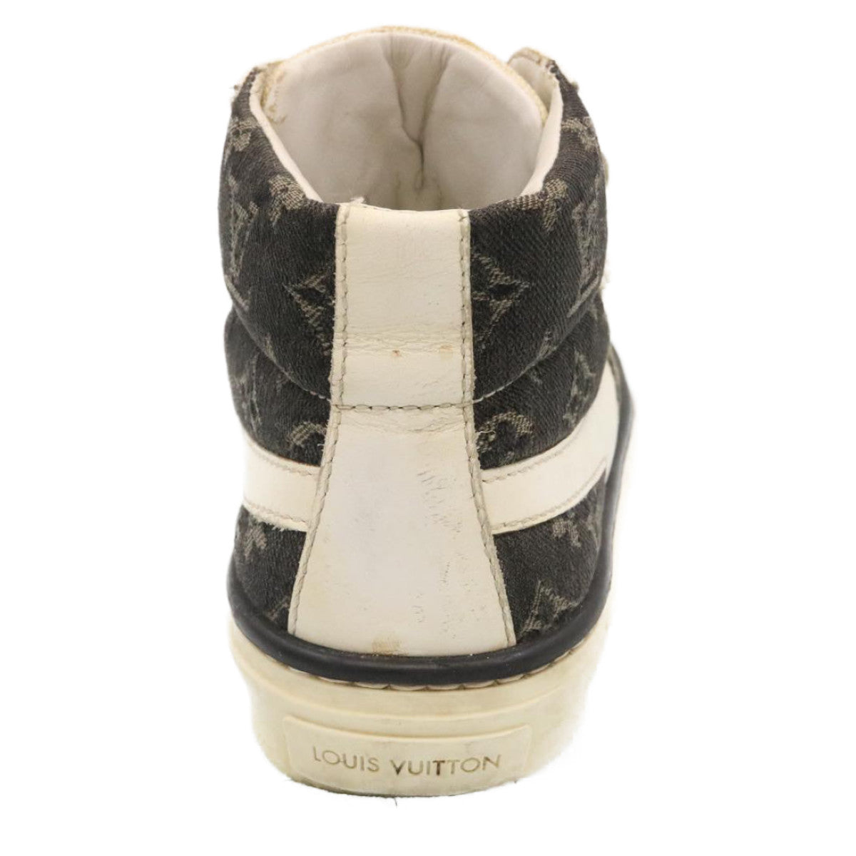 LOUIS VUITTON Monogram Sneakers Denim Kids Black White LV Auth hs704