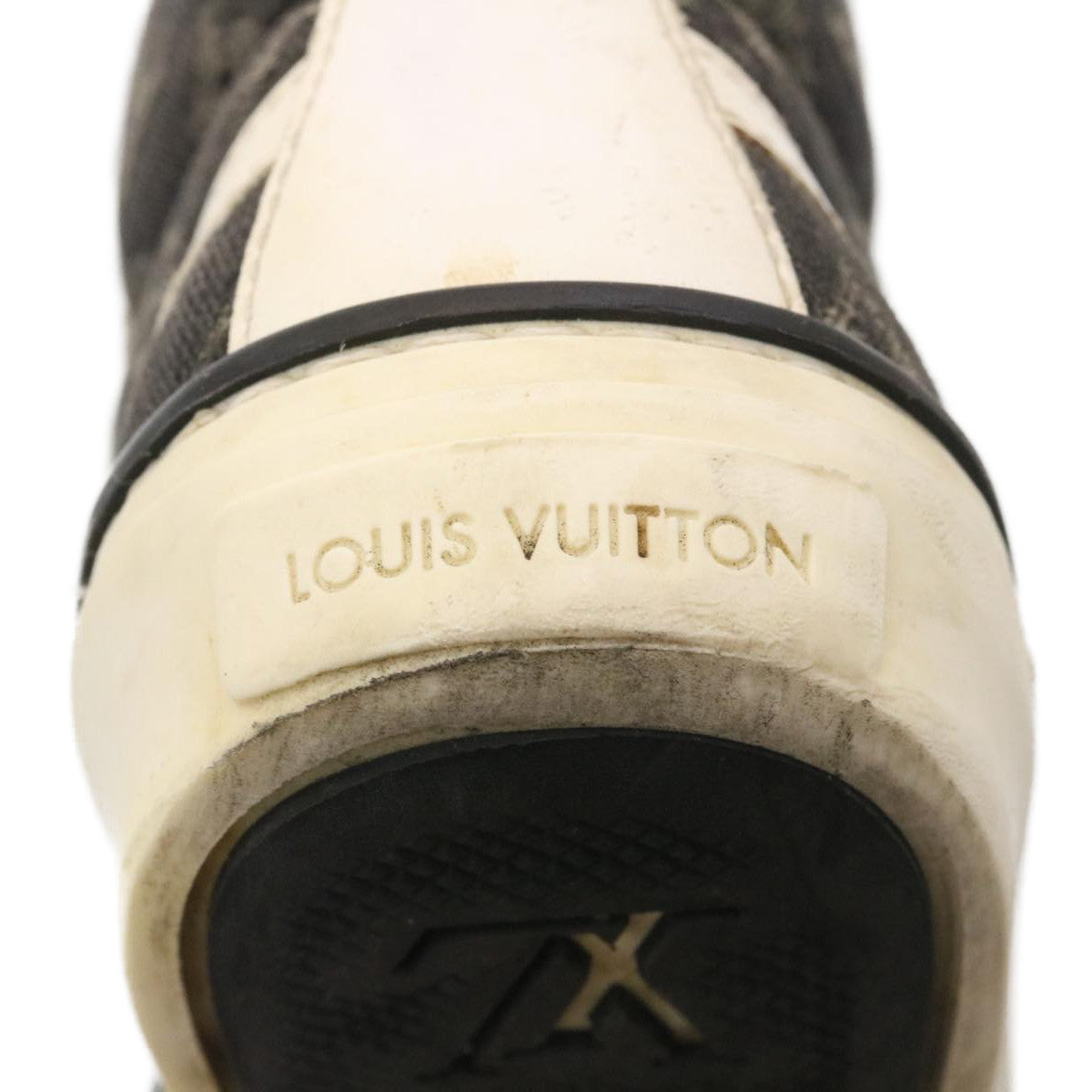 LOUIS VUITTON Monogram Sneakers Denim Kids Black White LV Auth hs704