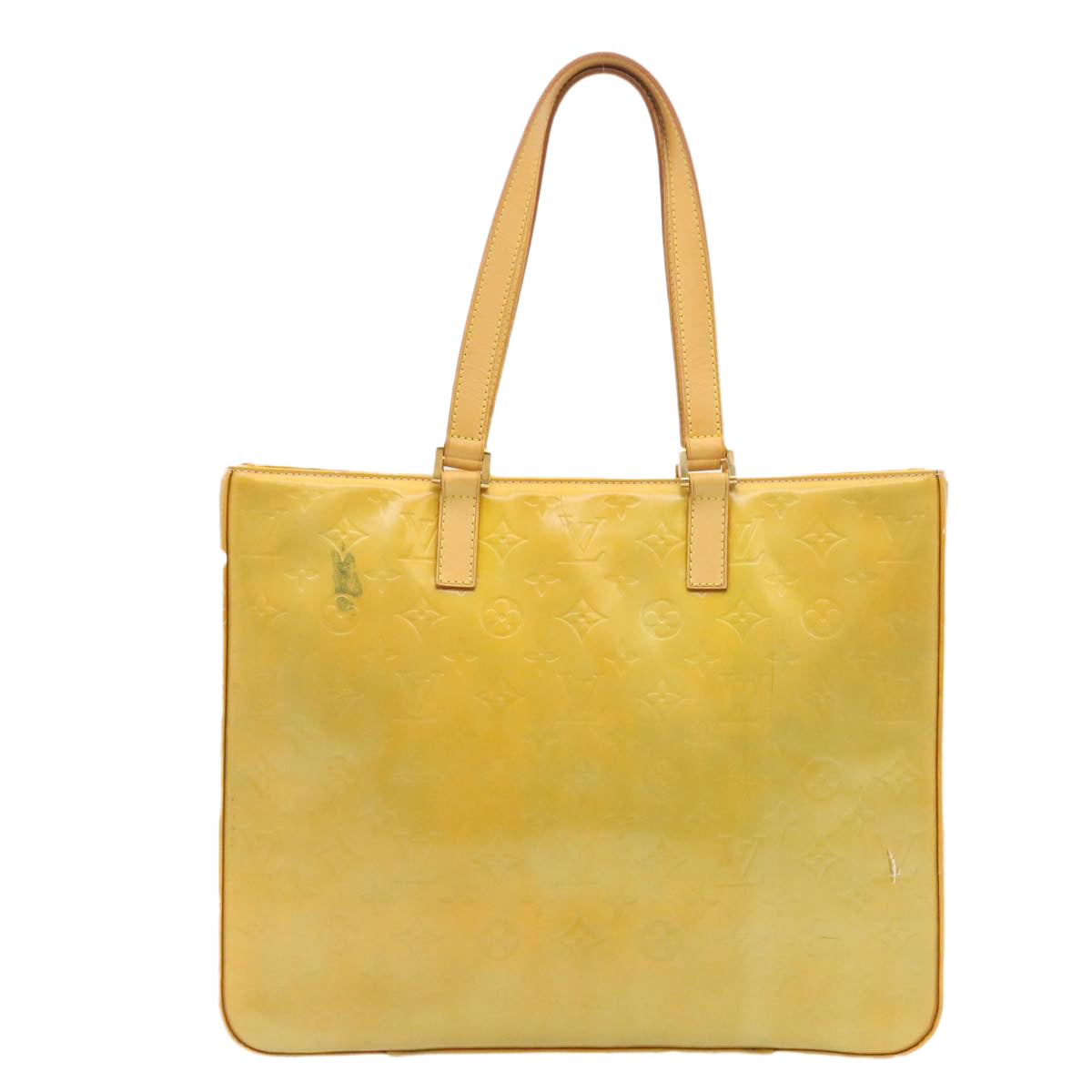 LOUIS VUITTON Monogram Vernis Columbus Tote Bag Yellow M91047 LV Auth hs719