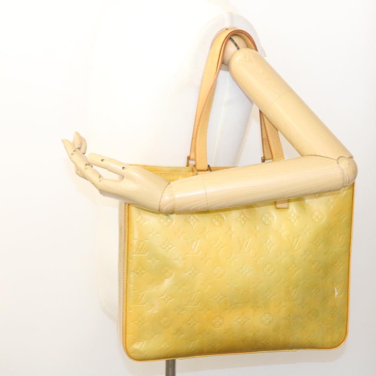 LOUIS VUITTON Monogram Vernis Columbus Tote Bag Yellow M91047 LV Auth hs719