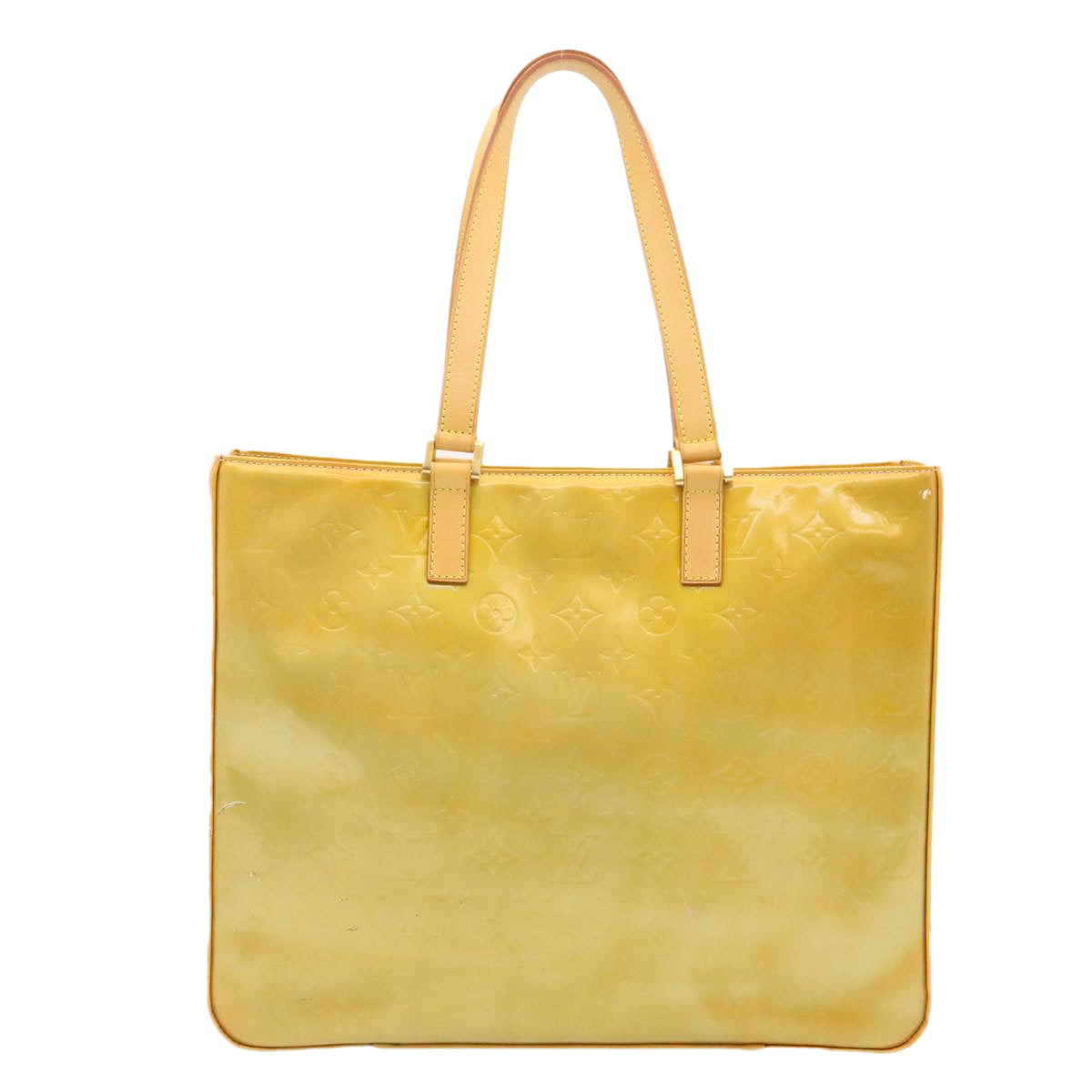 LOUIS VUITTON Monogram Vernis Columbus Tote Bag Yellow M91047 LV Auth hs719