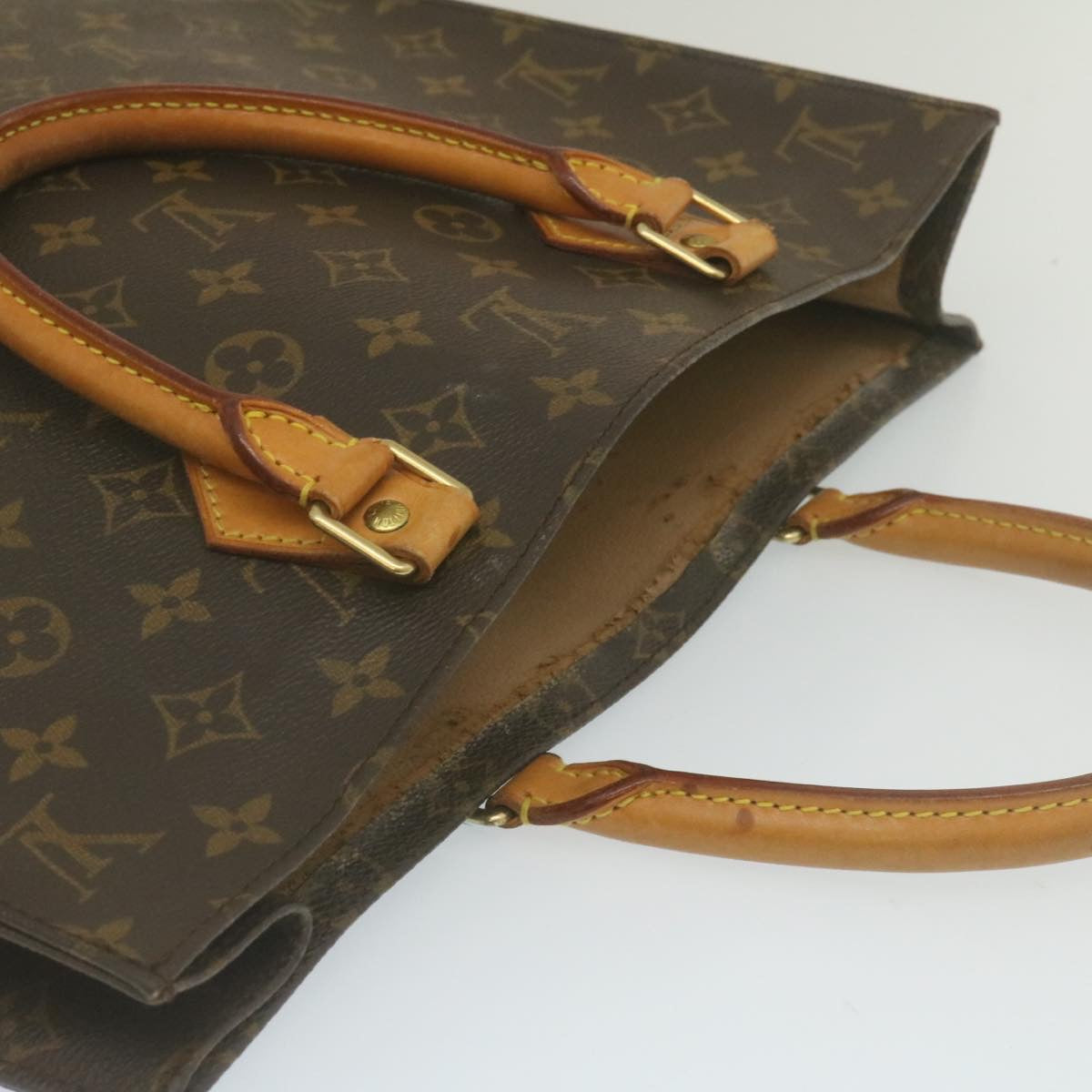 LOUIS VUITTON Monogram Sac Plat Hand Bag M51140 LV Auth hs869