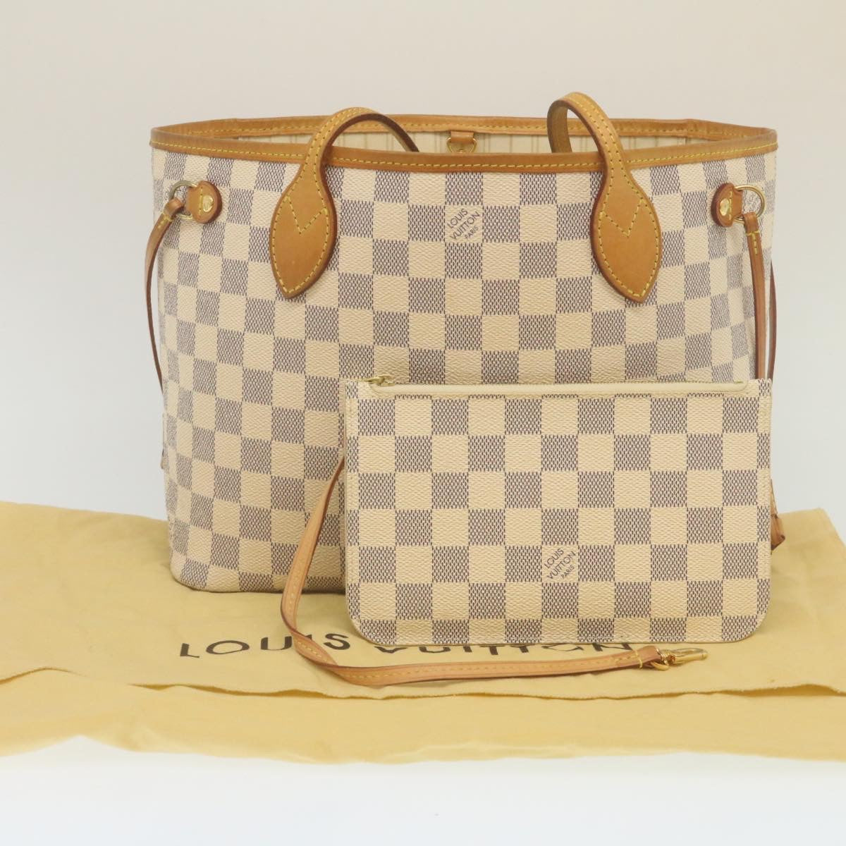 LOUIS VUITTON Damier Azur Neverfull PM Tote Bag N41362 LV Auth hs898