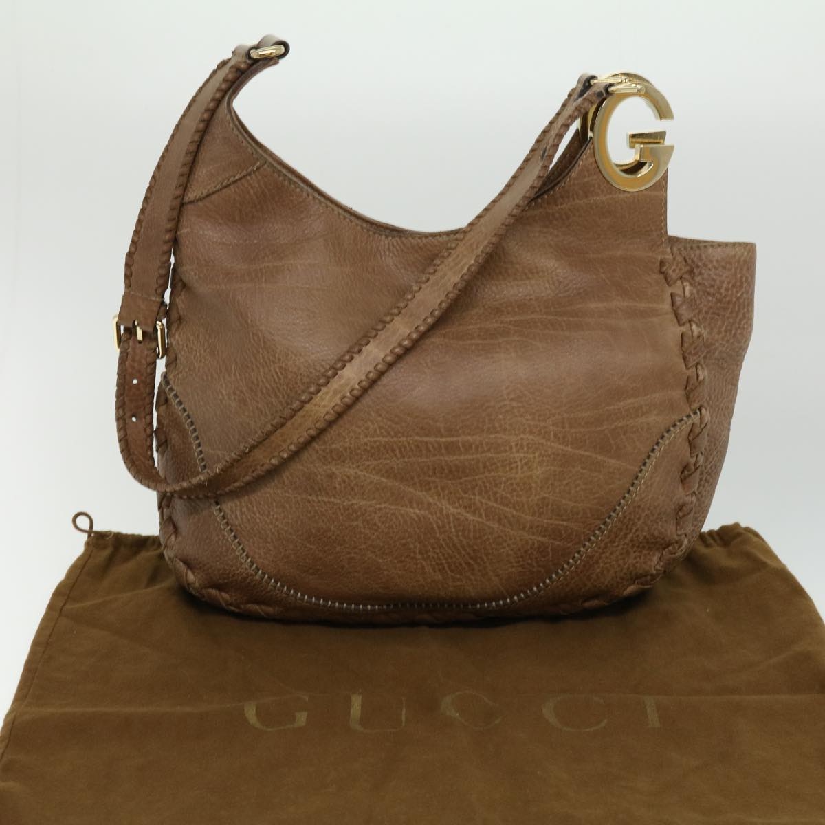 GUCCI Shoulder Bag Leather Brown 218781212792 Auth im376