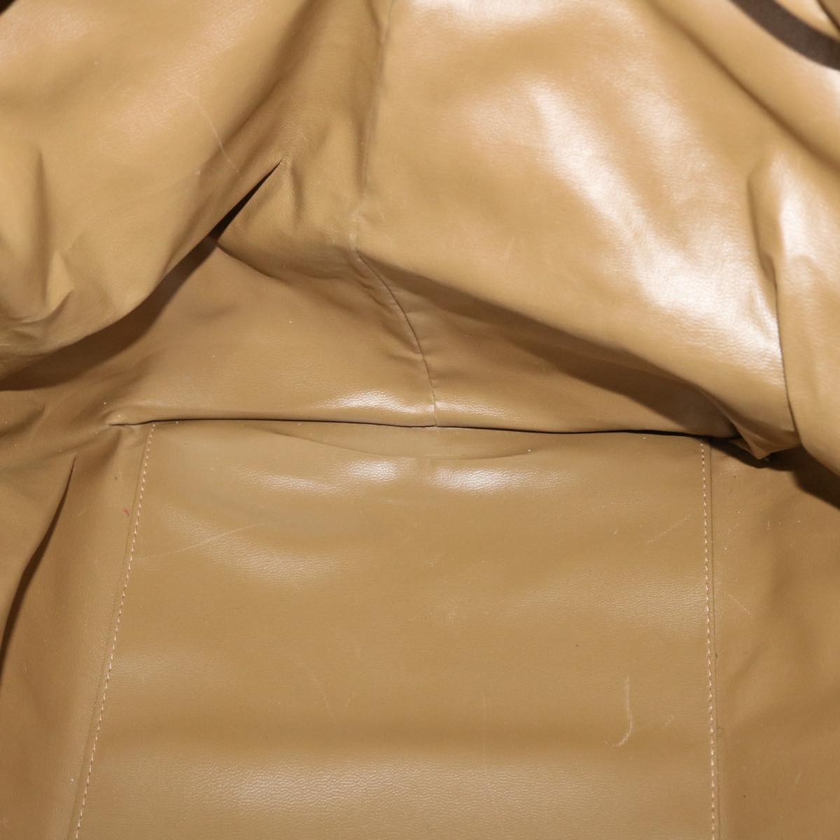 CELINE Macadam Canvas Boston Bag PVC Leather Beige Auth im402