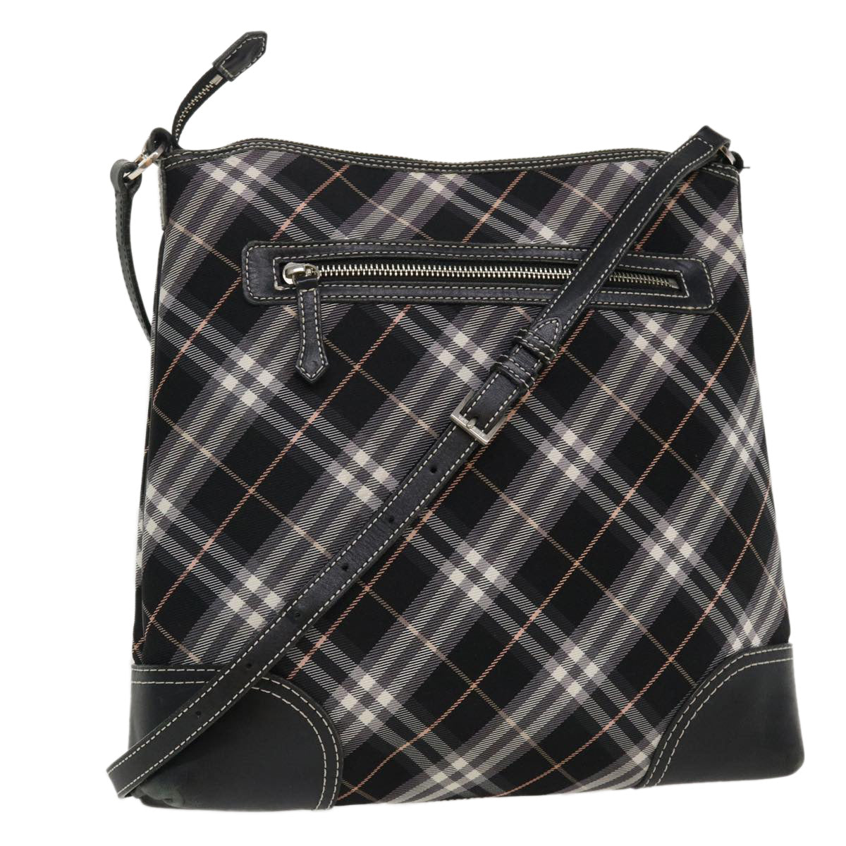 BURBERRY Nova Check Shoulder Bag Nylon Black Auth im409