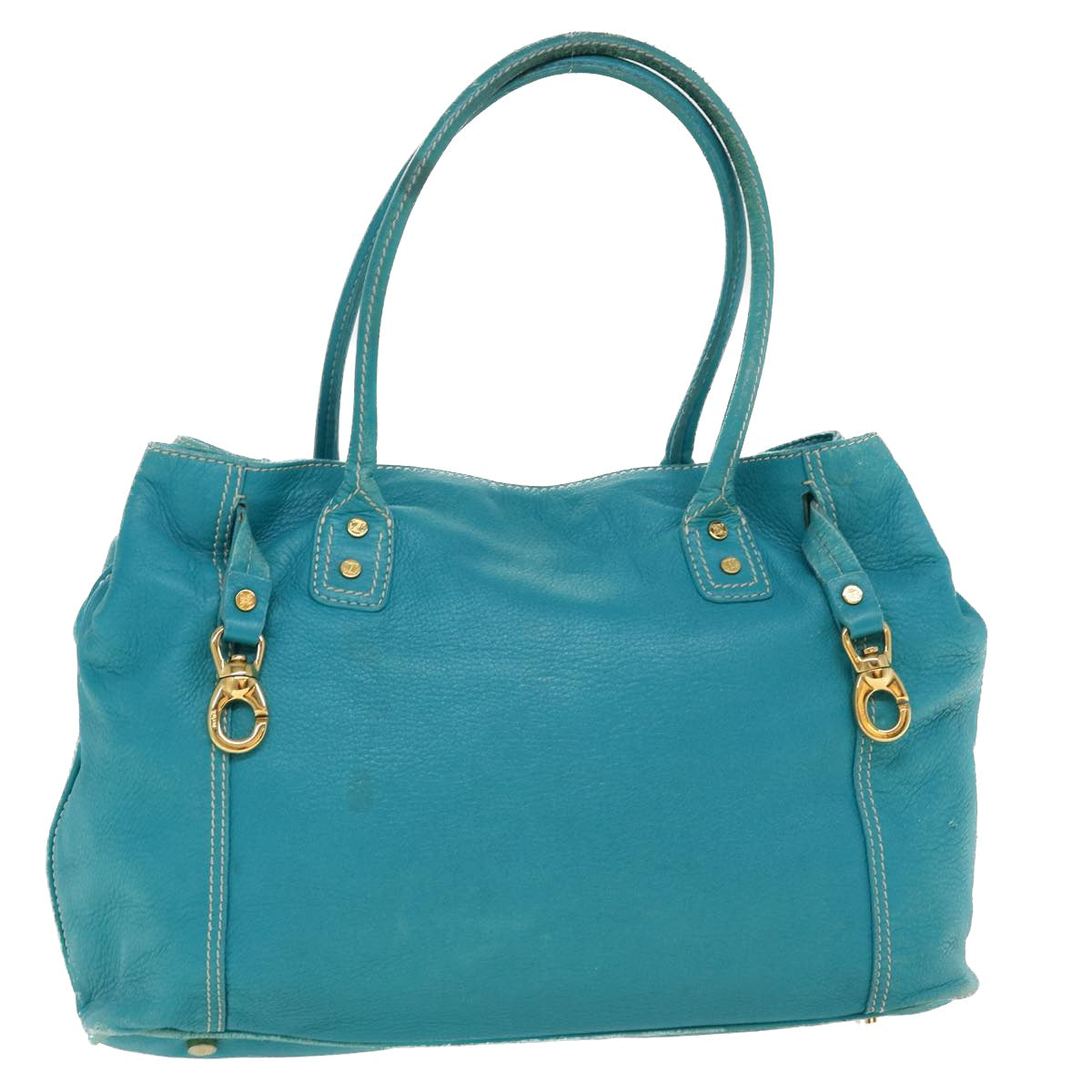 CELINE Shoulder Bag Leather Light Blue Auth im428