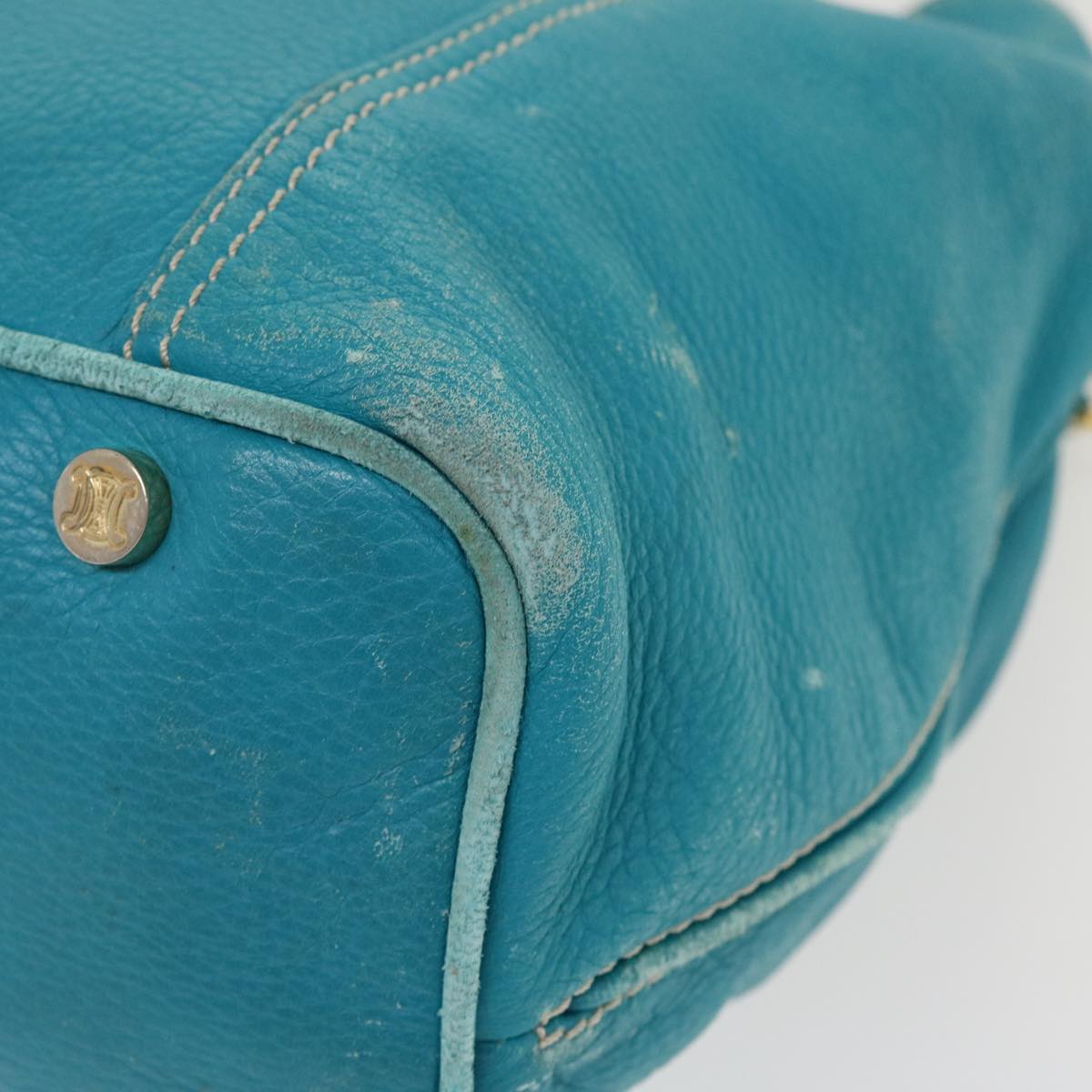 CELINE Shoulder Bag Leather Light Blue Auth im428
