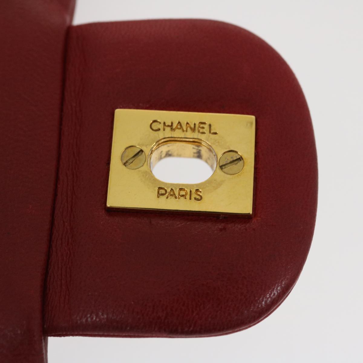 CHANEL Classic Matelasse 23 Chain Flap Shoulder Bag Lamb Skin Red Auth jk1241A