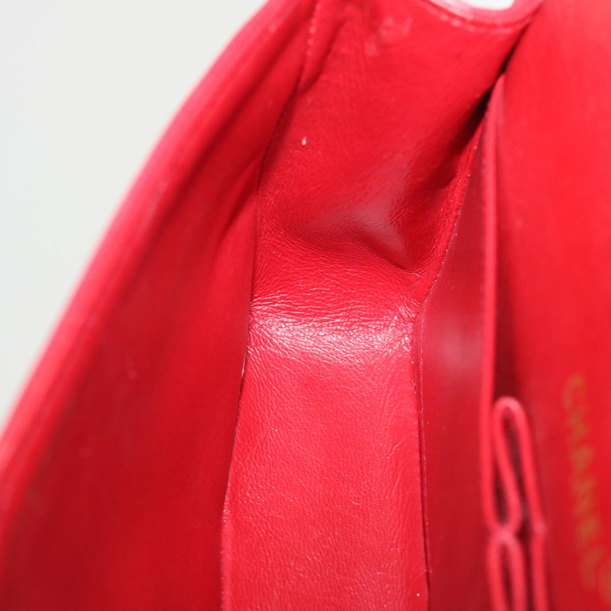 CHANEL Classic Matelasse 23 Chain Flap Shoulder Bag Lamb Skin Red Auth jk1241A