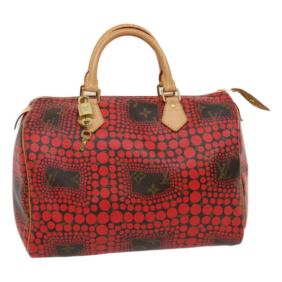 LOUIS VUITTON Monogram Dot Infinity Speedy 30 Kusama Red M40693 LV Auth jk1302A