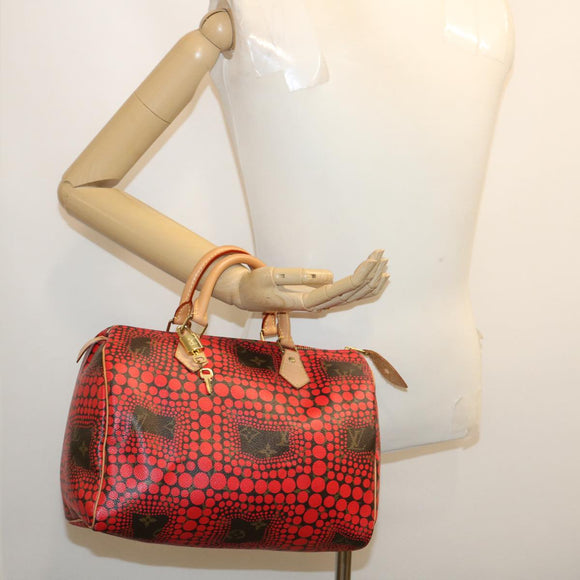 LOUIS VUITTON Monogram Dot Infinity Speedy 30 Kusama Red M40693 LV Auth jk1302A