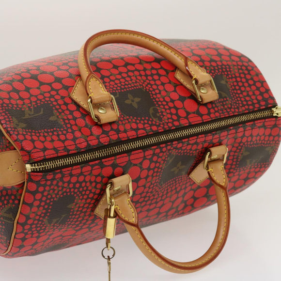 LOUIS VUITTON Monogram Dot Infinity Speedy 30 Kusama Red M40693 LV Auth jk1302A
