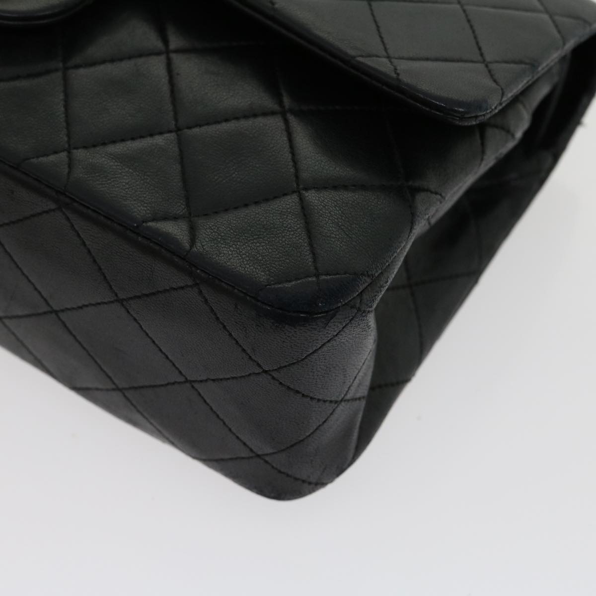 CHANEL Classic Matelasse 25 Chain Flap Shoulder Bag Lamb Skin Black Auth jk1317A