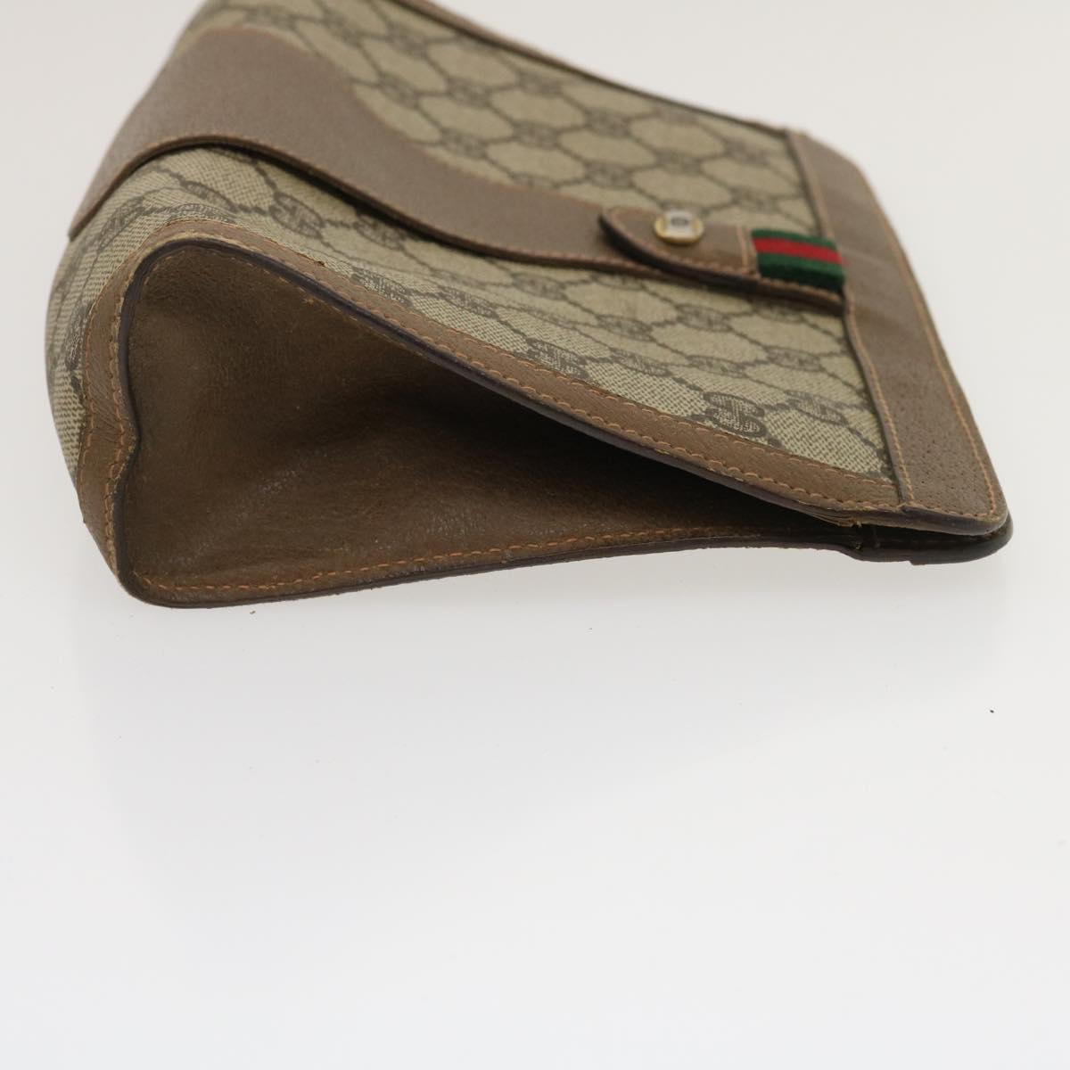 GUCCI GG Canvas Web Sherry Line Clutch Bag Beige Red Green Auth ai603