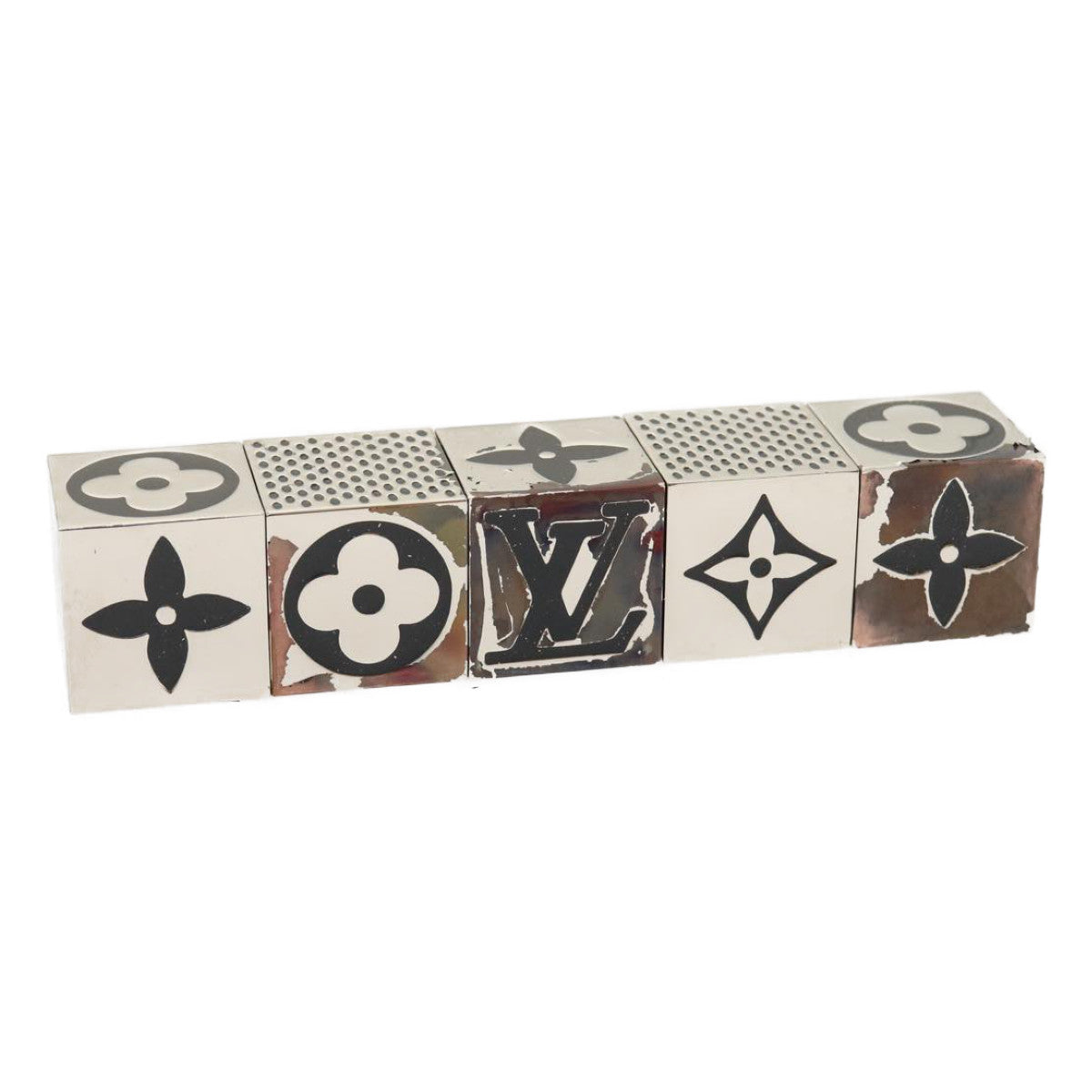 LOUIS VUITTON Monogram Cube Dice 2011 Xmas Black Silver Tone Metal Auth jk1391