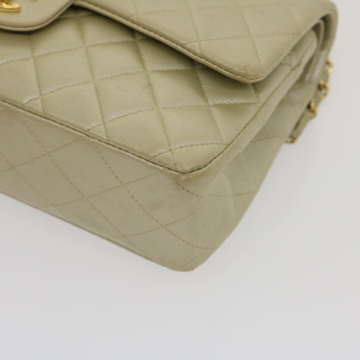 CHANEL Classic Matelasse 25 Chain Flap Shoulder Bag Lamb Skin Gold Auth jk1446A