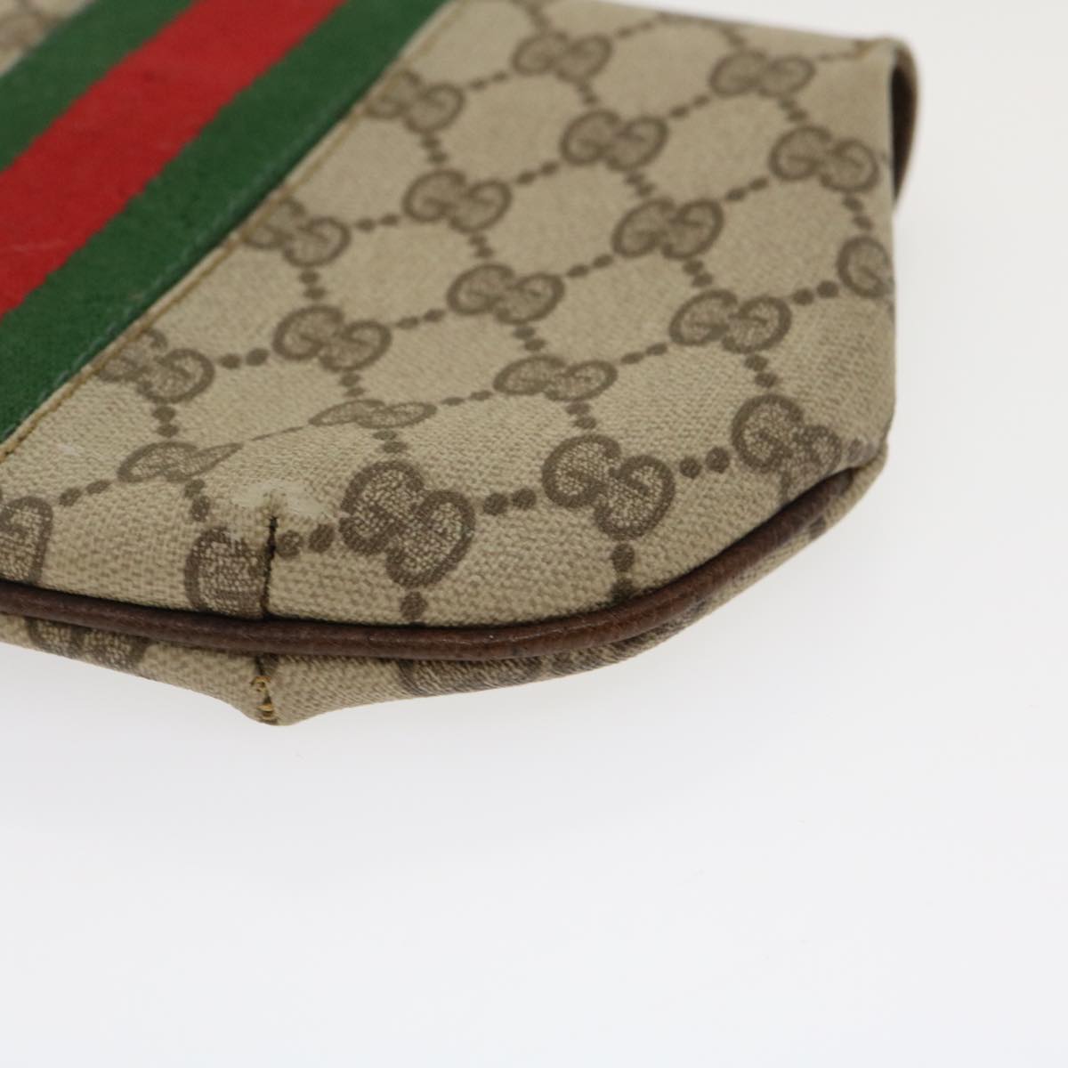 GUCCI Web Sherry Line GG Canvas Pouch Red Green Brown Auth jk1495
