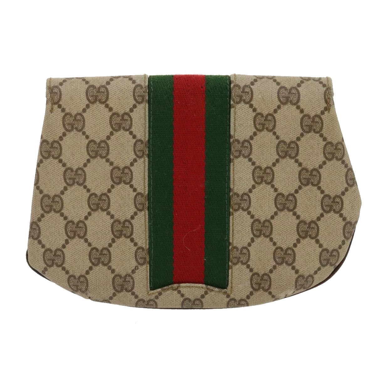GUCCI Web Sherry Line GG Canvas Pouch Red Green Brown Auth jk1495 - 0
