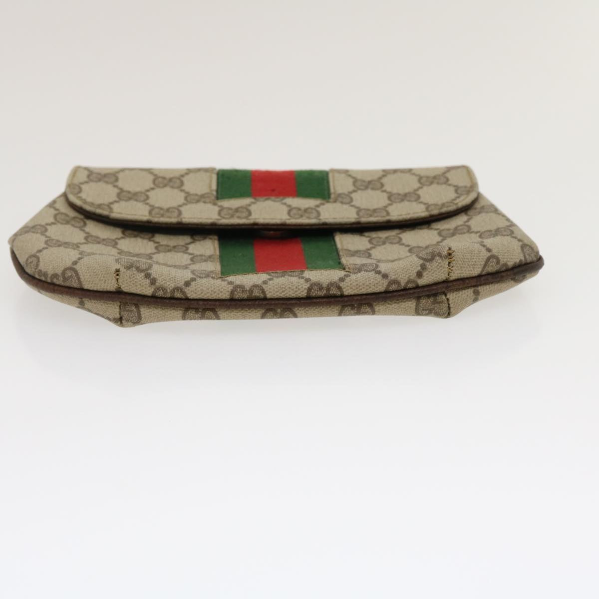 GUCCI Web Sherry Line GG Canvas Pouch Red Green Brown Auth jk1495