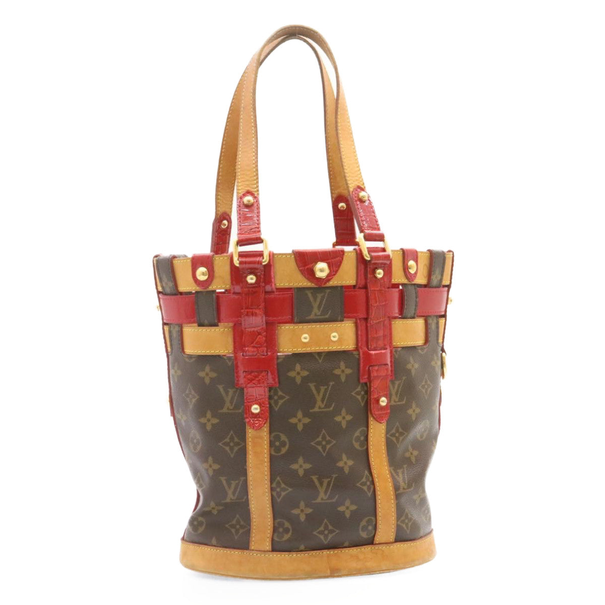 LOUIS VUITTON Monogram Neo Bucket Tote Bag Red M95613 LV Auth jk166