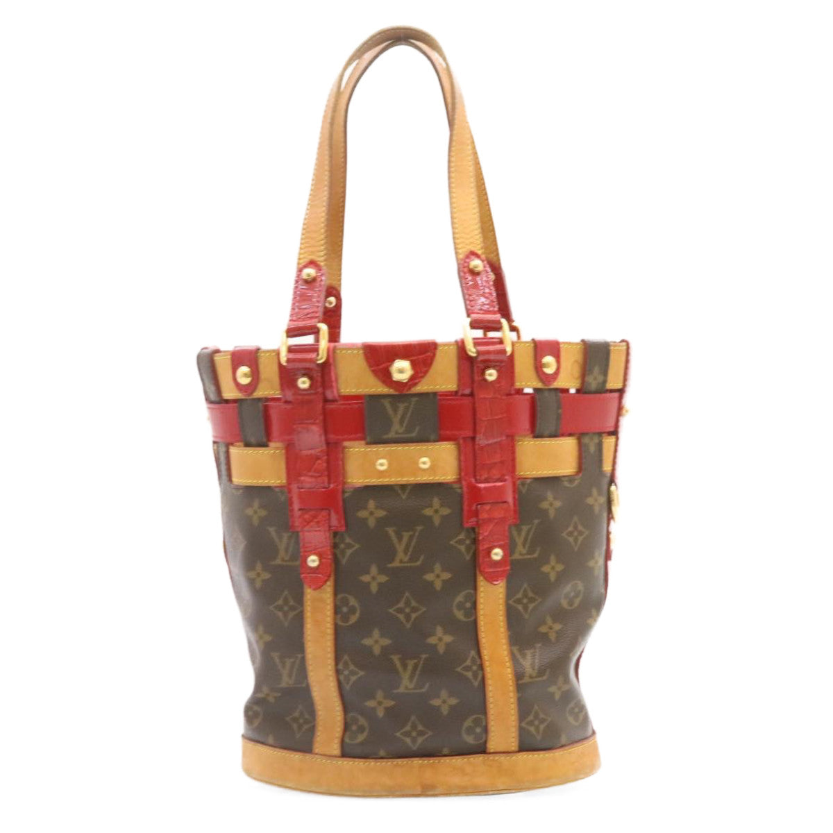 LOUIS VUITTON Monogram Neo Bucket Tote Bag Red M95613 LV Auth jk166