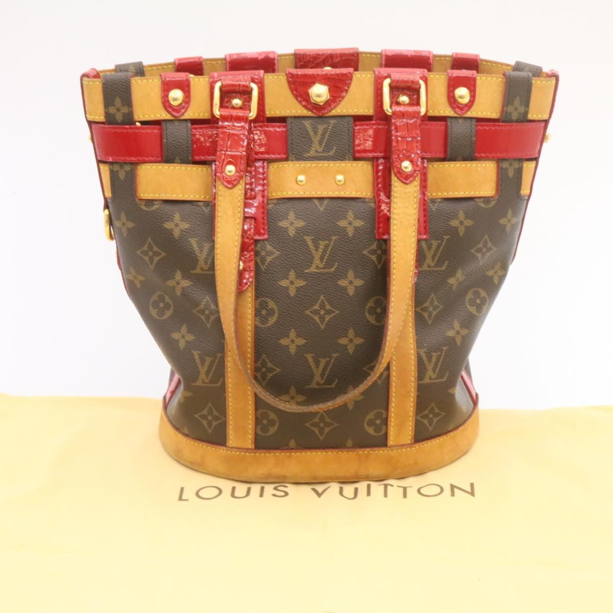 LOUIS VUITTON Monogram Neo Bucket Tote Bag Red M95613 LV Auth jk166