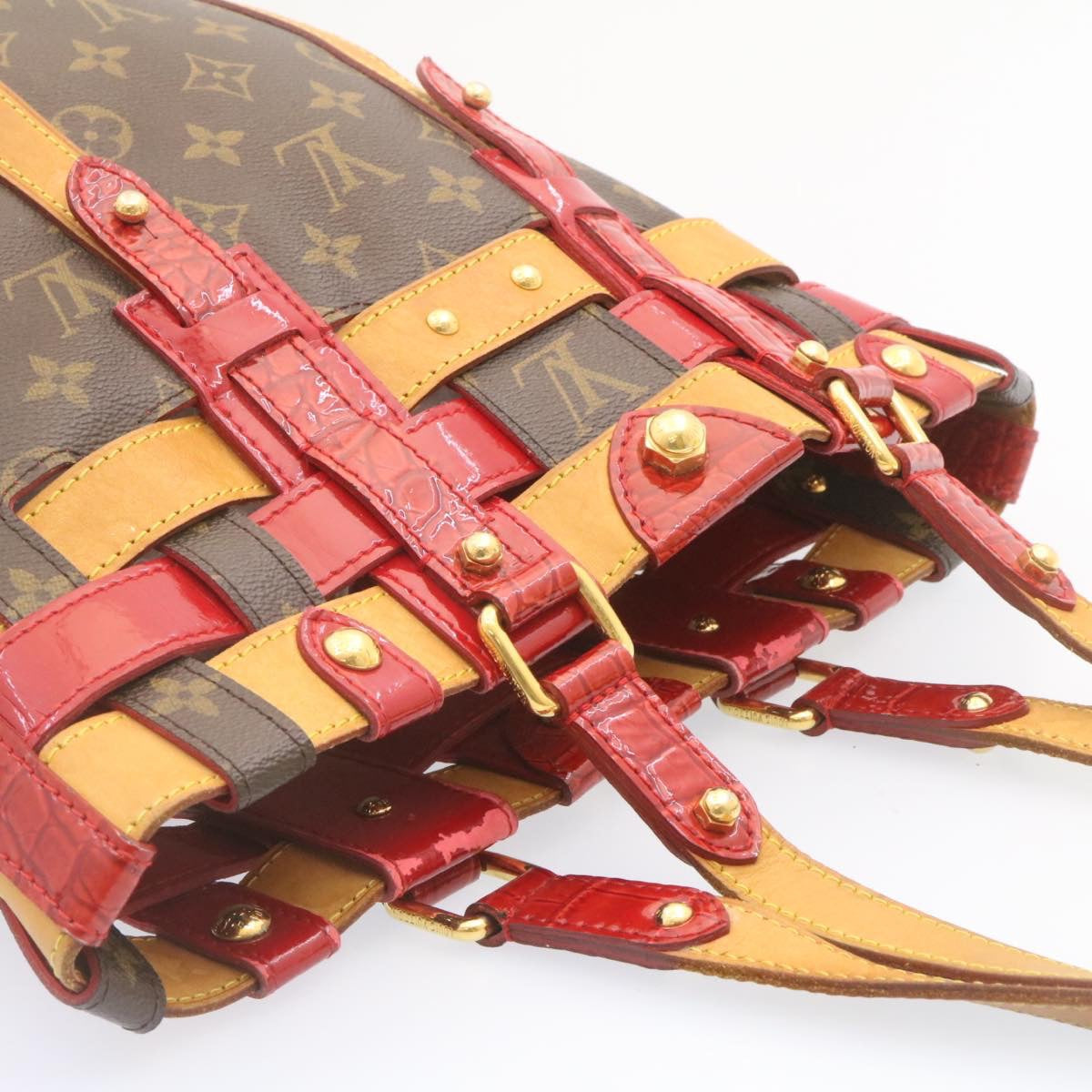 LOUIS VUITTON Monogram Neo Bucket Tote Bag Red M95613 LV Auth jk166