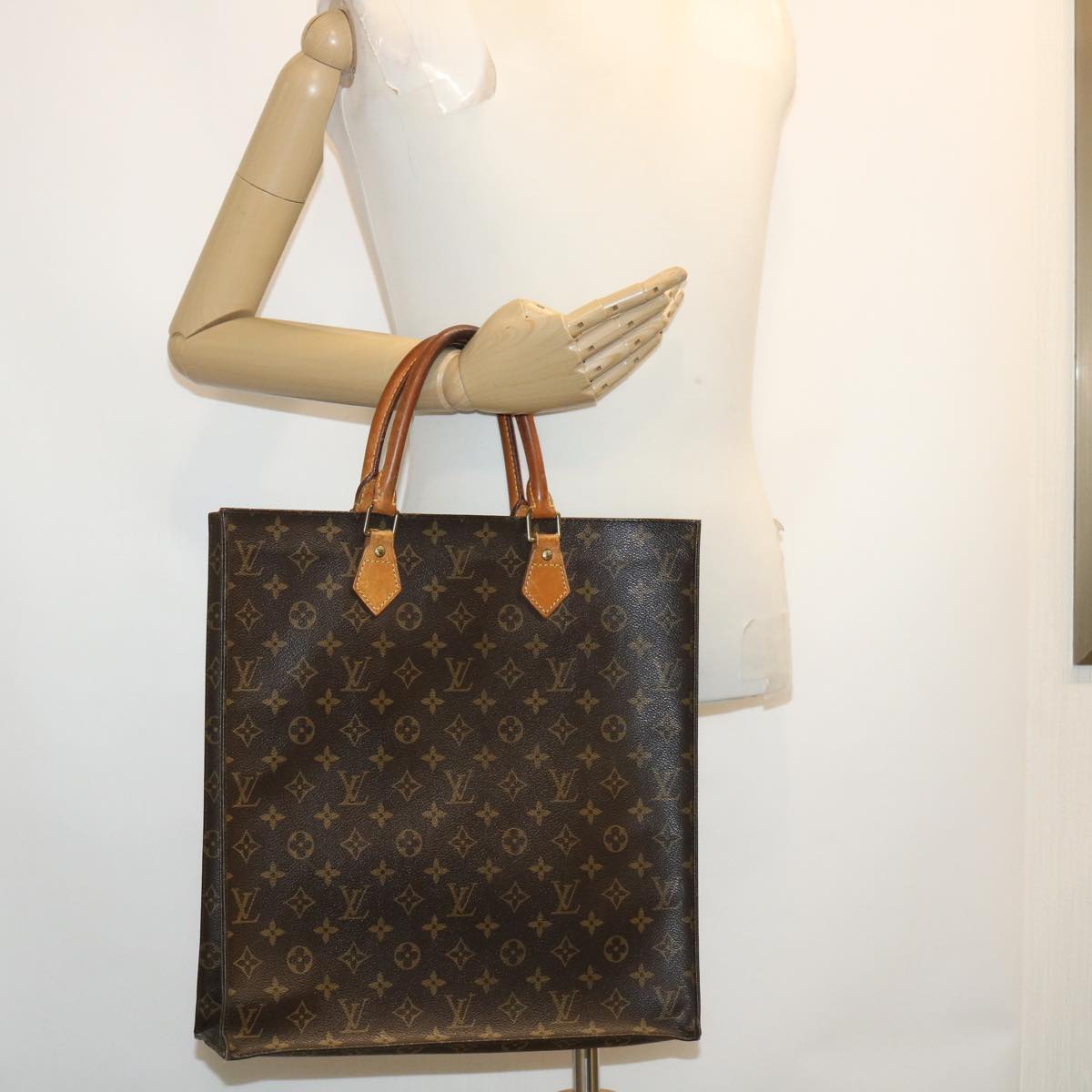 LOUIS VUITTON Monogram Sac Plat Hand Bag M51140 LV Auth jk1755