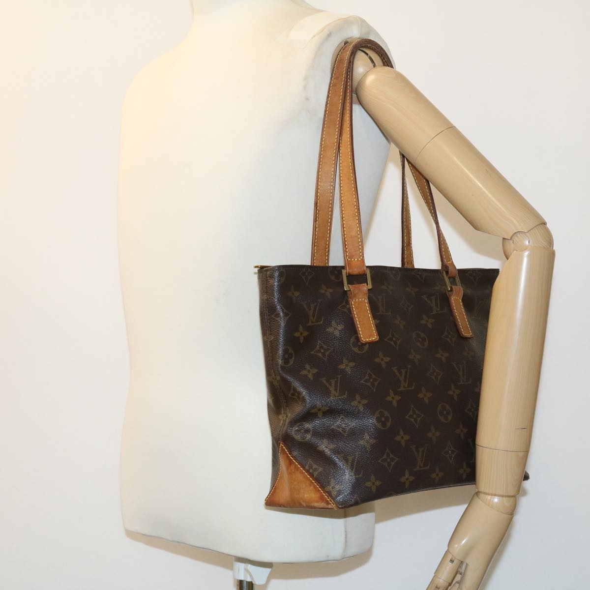 LOUIS VUITTON Monogram Cabas Piano Tote Bag M51148 LV Auth jk1854