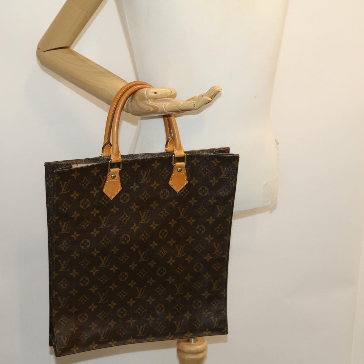 LOUIS VUITTON Monogram Sac Plat Hand Bag M51140 LV Auth jk2213