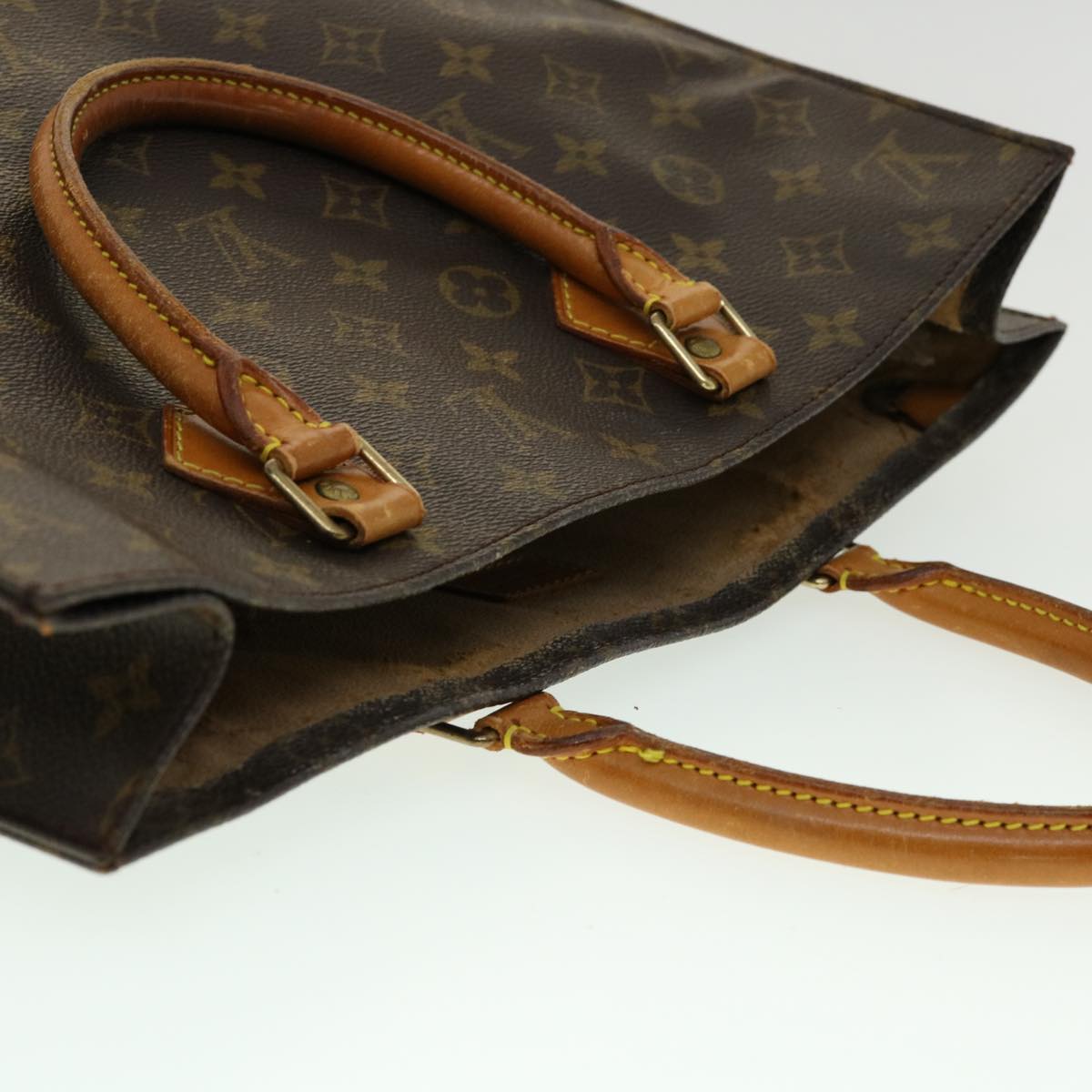 LOUIS VUITTON Monogram Sac Plat Hand Bag M51140 LV Auth jk2215