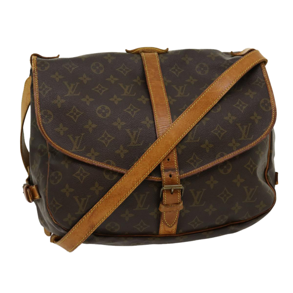 LOUIS VUITTON Monogram Saumur 35 Shoulder Bag M42254 LV Auth jk2218