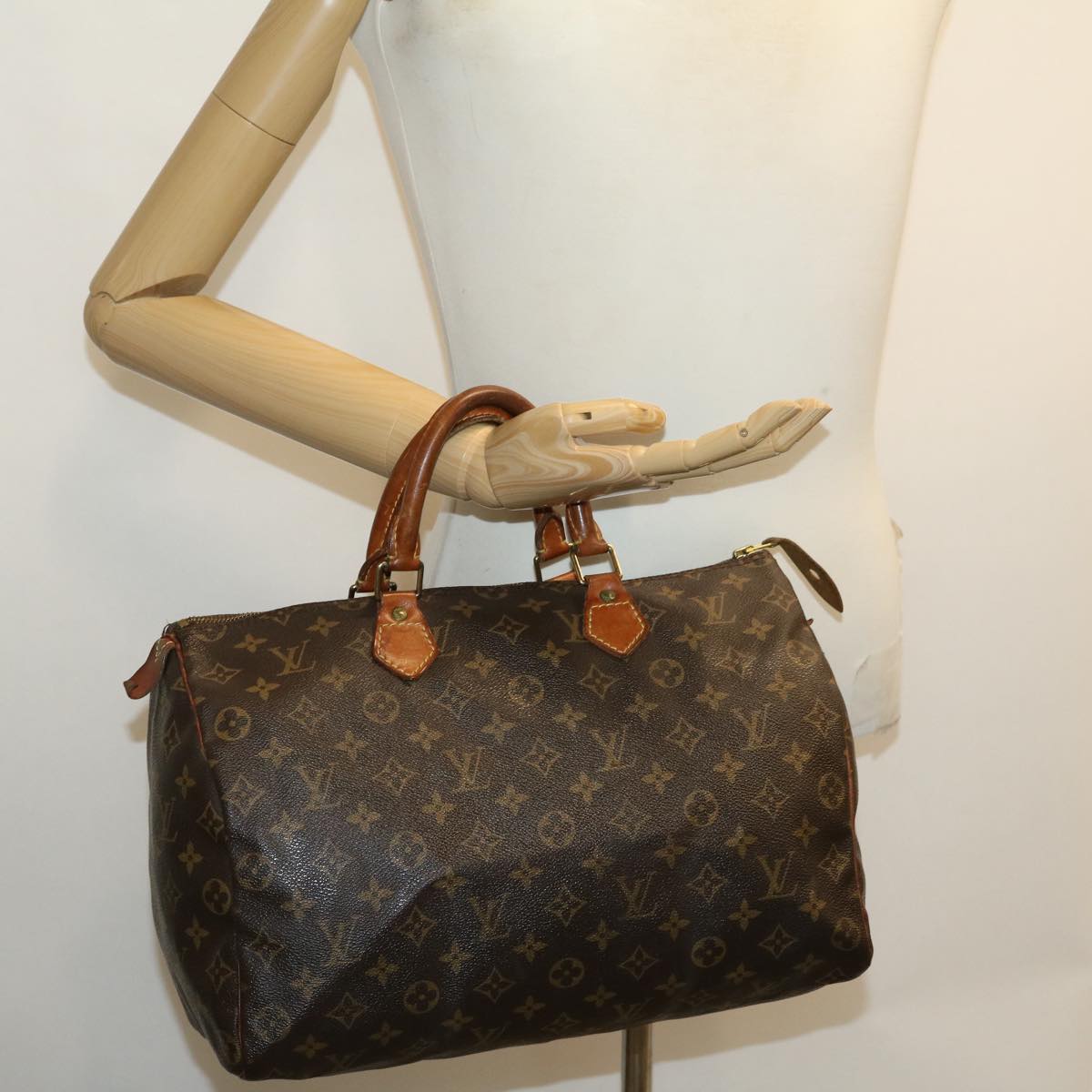 LOUIS VUITTON Monogram Speedy 35 Hand Bag M41524 LV Auth jk2352