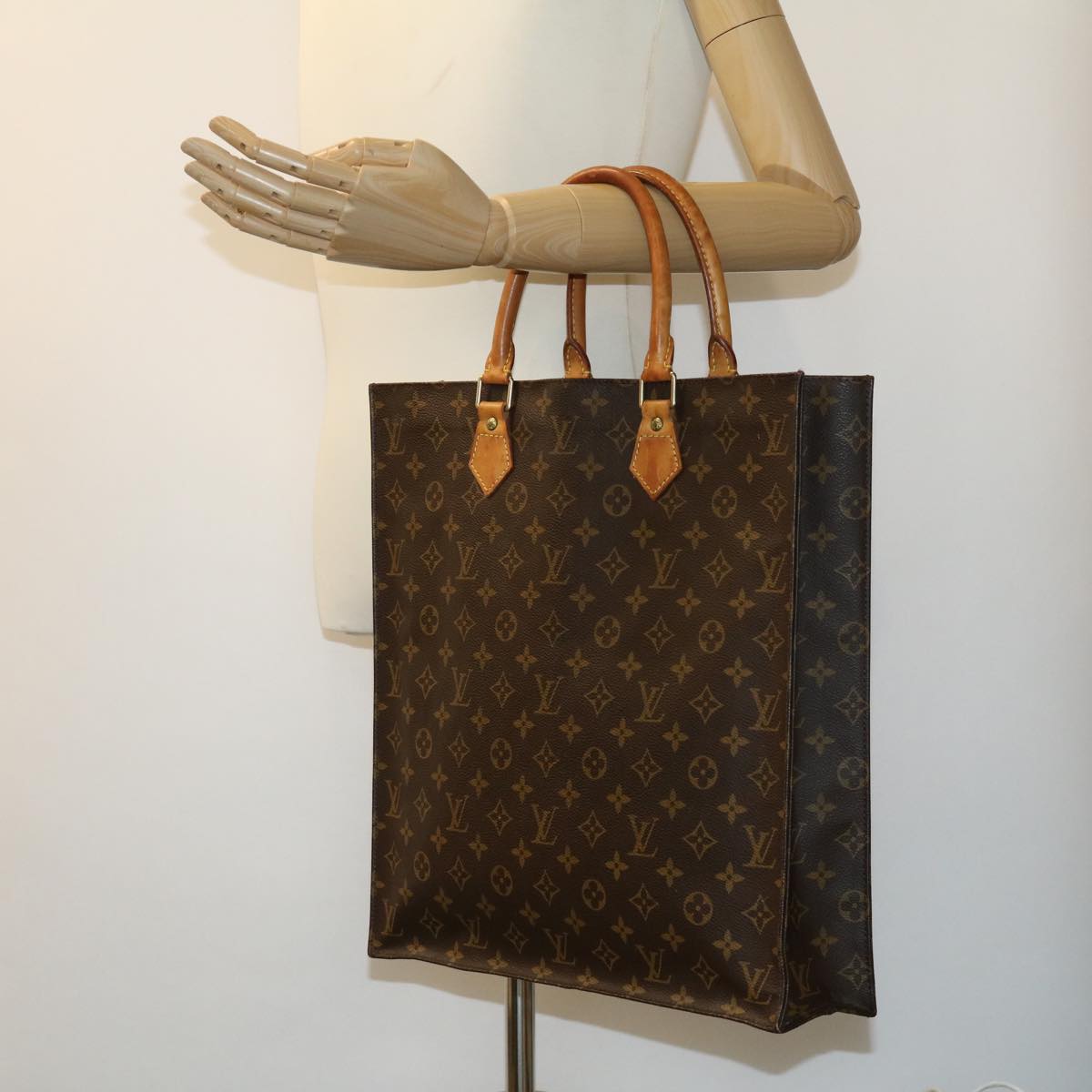 LOUIS VUITTON Monogram Sac Plat Hand Bag M51140 LV Auth jk2424