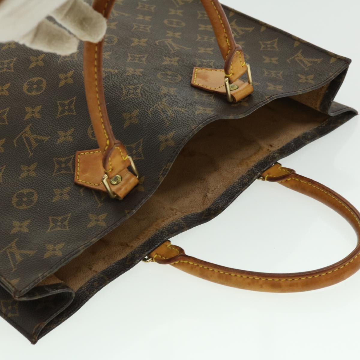 LOUIS VUITTON Monogram Sac Plat Hand Bag M51140 LV Auth jk2424