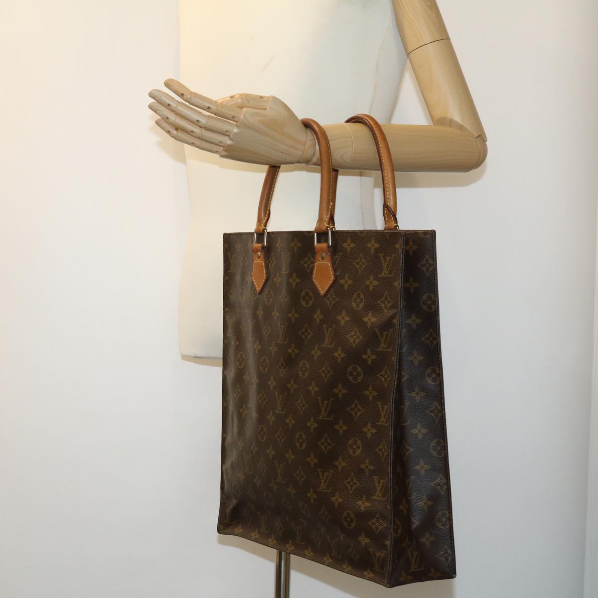 LOUIS VUITTON Monogram Sac Plat Hand Bag M51140 LV Auth jk2425