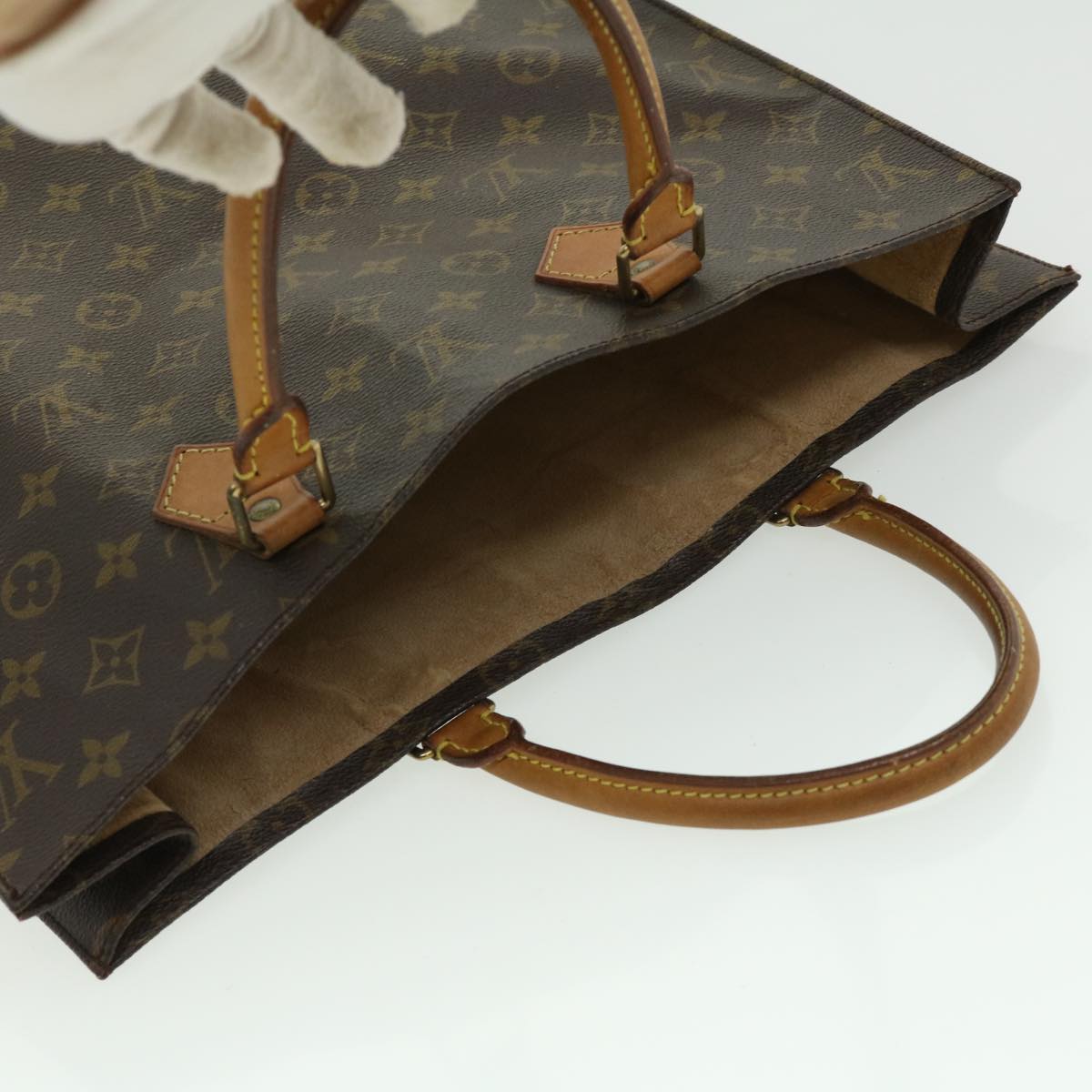 LOUIS VUITTON Monogram Sac Plat Hand Bag M51140 LV Auth jk2425