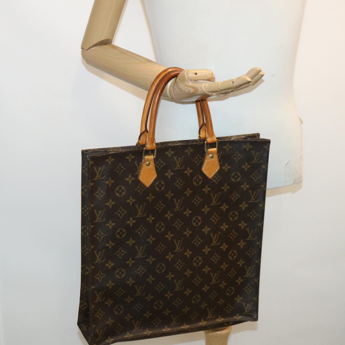 LOUIS VUITTON Monogram Sac Plat Hand Bag M51140 LV Auth jk2526