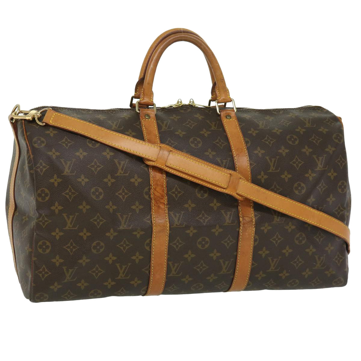 LOUIS VUITTON Monogram Keepall Bandouliere 50 Boston Bag M41416 LV Auth jk2568