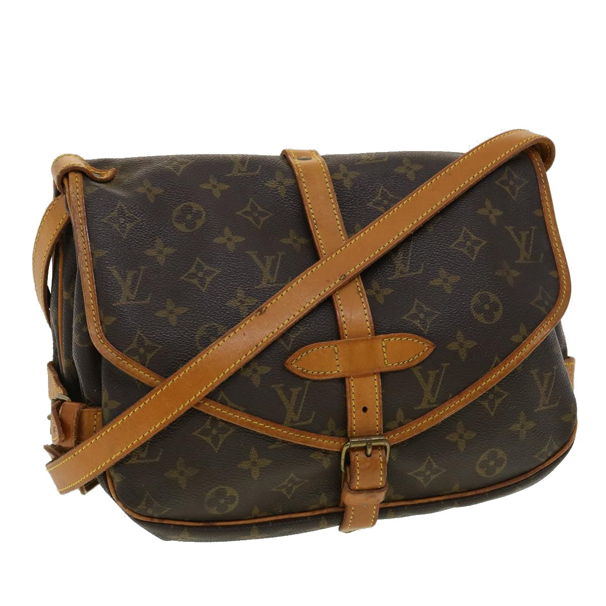 LOUIS VUITTON Monogram Saumur 30 Shoulder Bag M42256 LV Auth jk2741