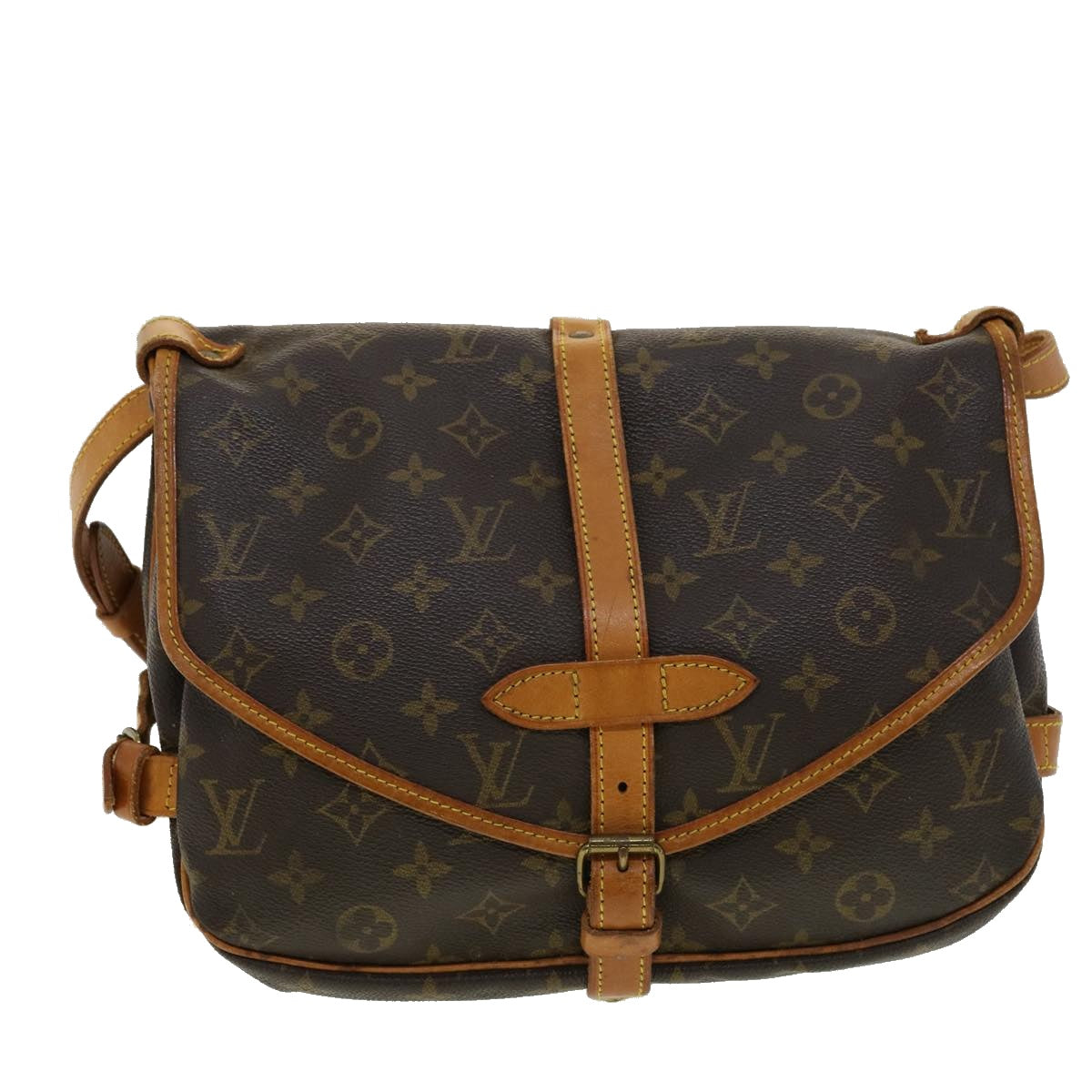 LOUIS VUITTON Monogram Saumur 30 Shoulder Bag M42256 LV Auth jk2741