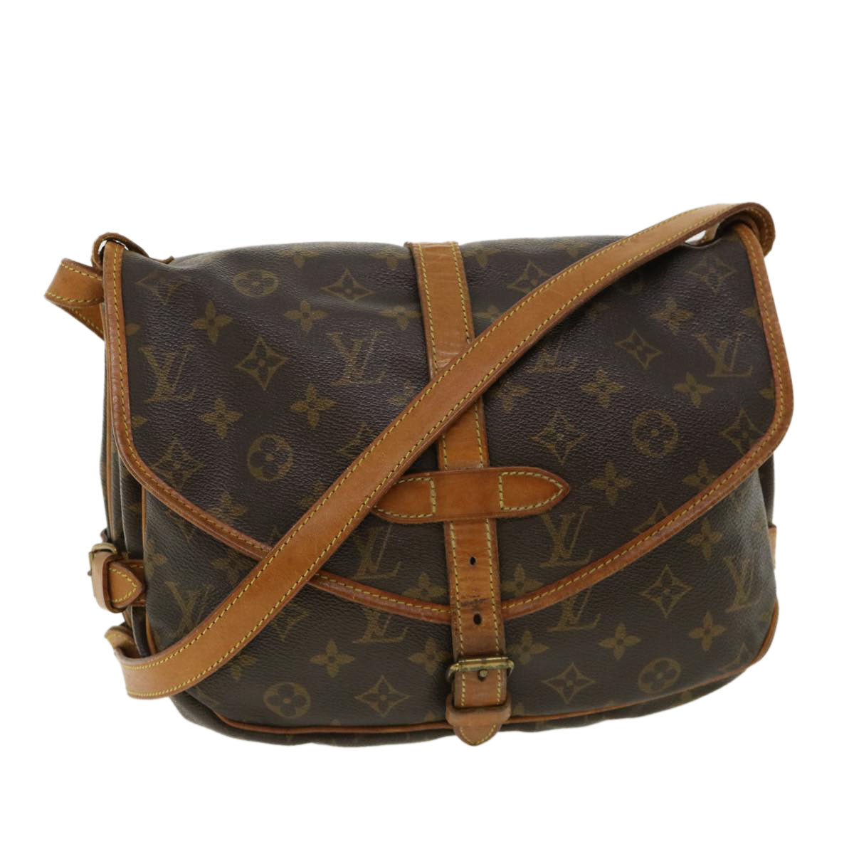 LOUIS VUITTON Monogram Saumur 30 Shoulder Bag M42256 LV Auth jk2743