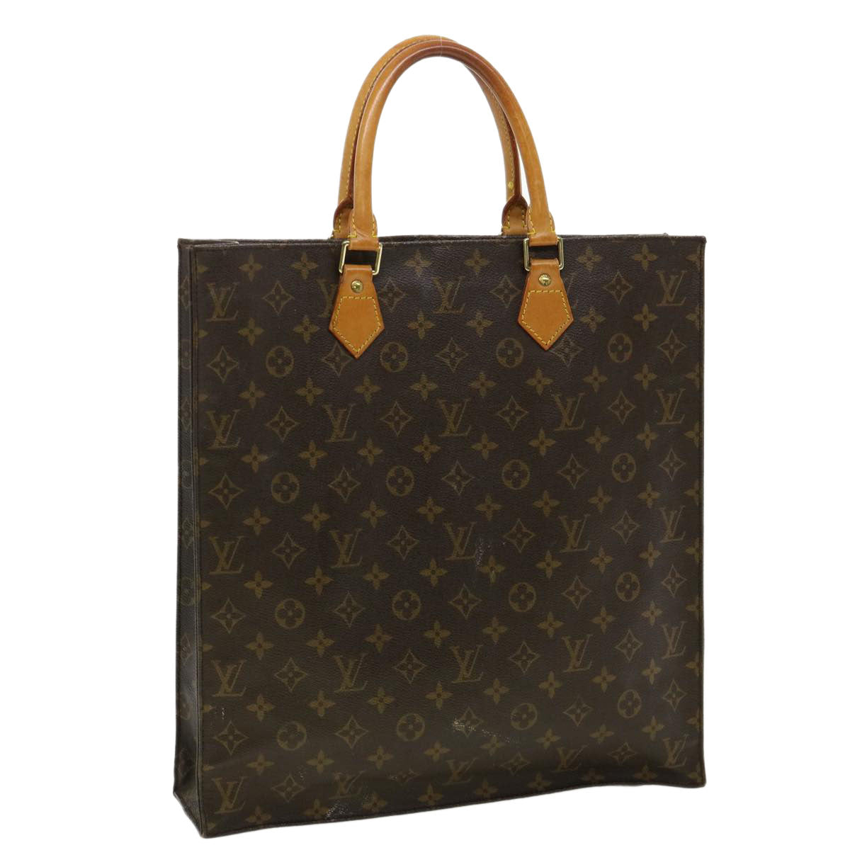 LOUIS VUITTON Monogram Sac Plat Hand Bag M51140 LV Auth jk2898