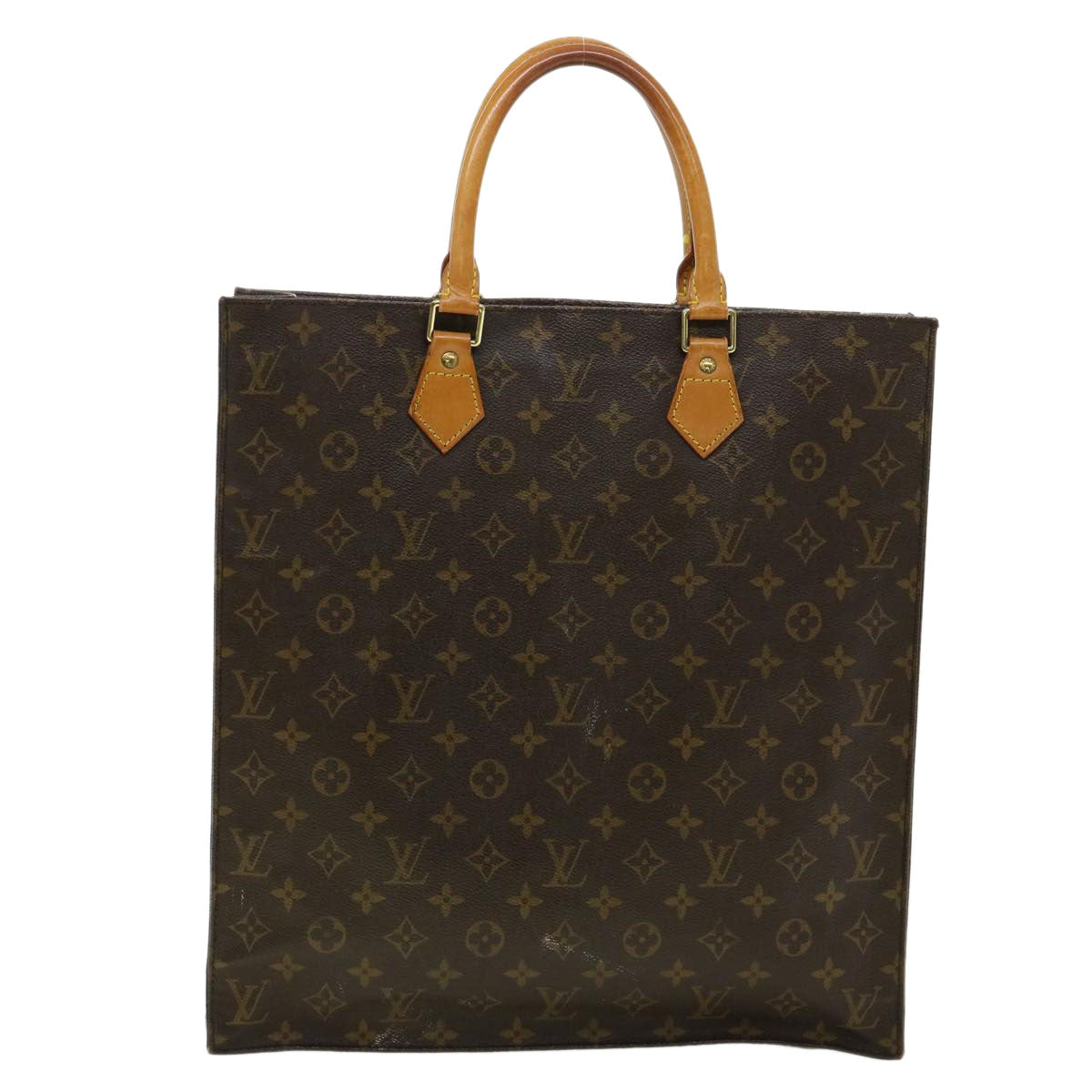 LOUIS VUITTON Monogram Sac Plat Hand Bag M51140 LV Auth jk2898