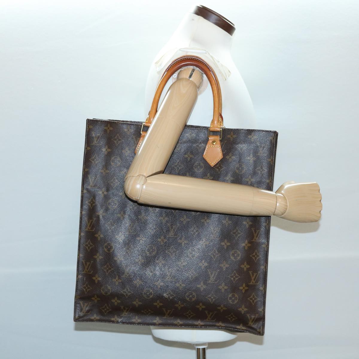 LOUIS VUITTON Monogram Sac Plat Hand Bag M51140 LV Auth jk2898