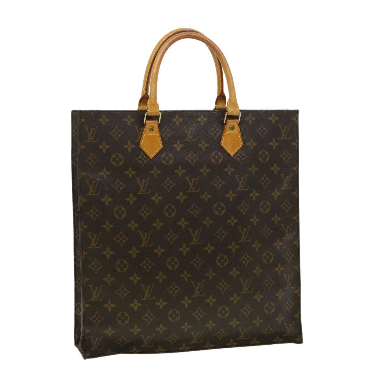 LOUIS VUITTON Monogram Sac Plat Hand Bag M51140 LV Auth jk2899