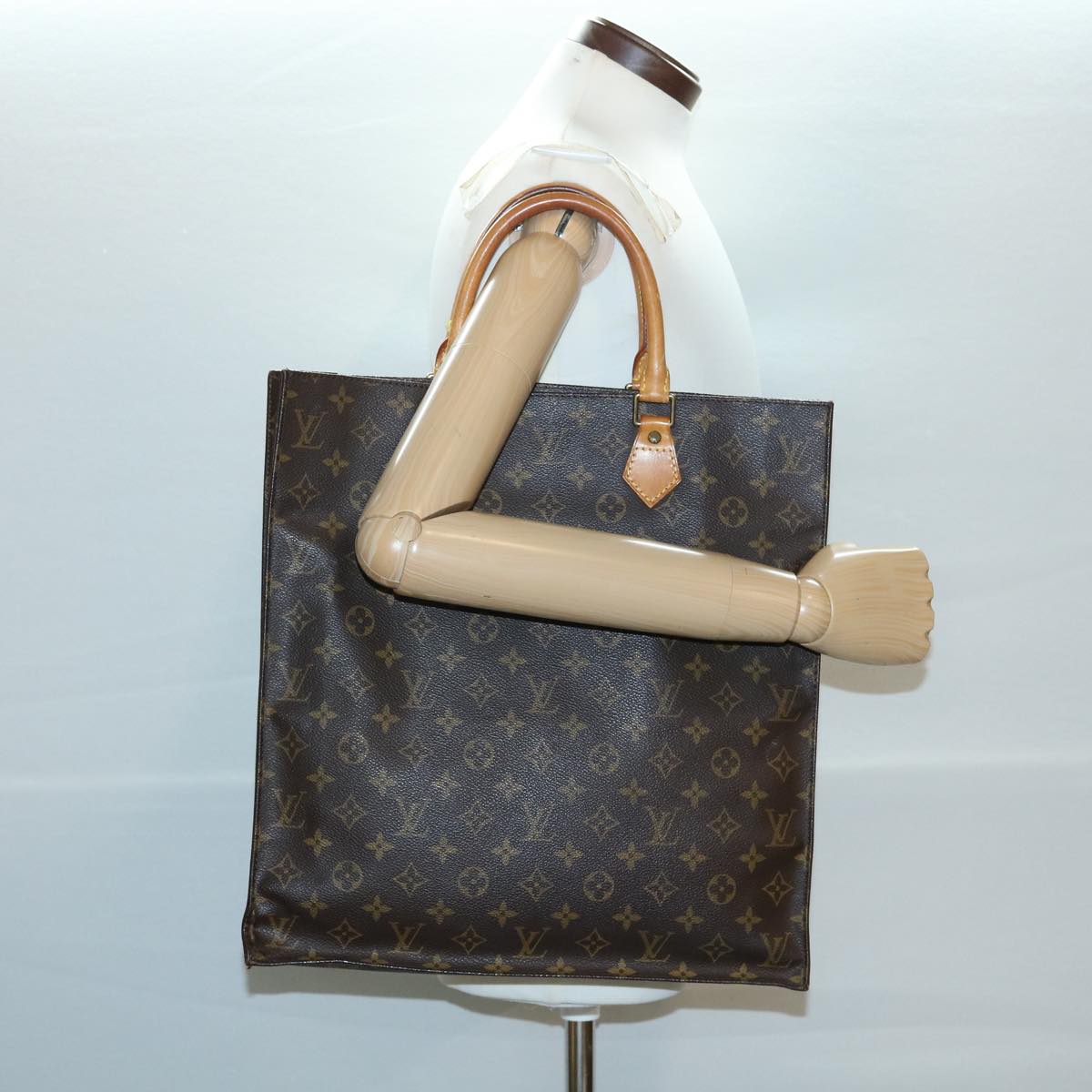 LOUIS VUITTON Monogram Sac Plat Hand Bag M51140 LV Auth jk2899