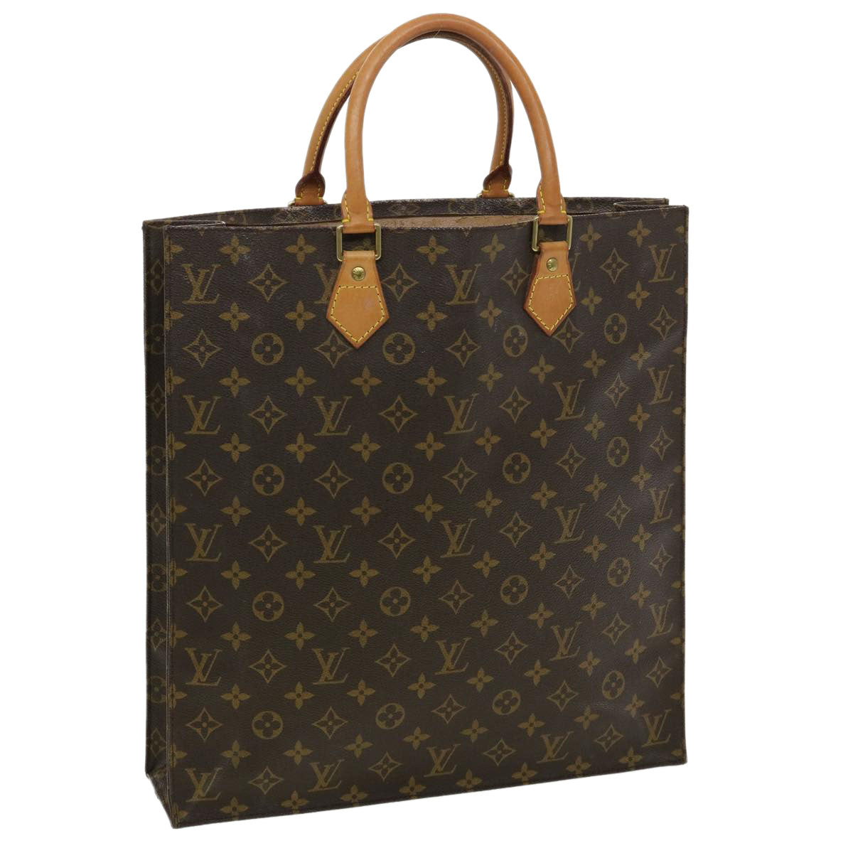 LOUIS VUITTON Monogram Sac Plat Hand Bag M51140 LV Auth jk2902