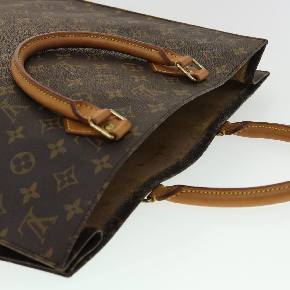 LOUIS VUITTON Monogram Sac Plat Hand Bag M51140 LV Auth jk2902